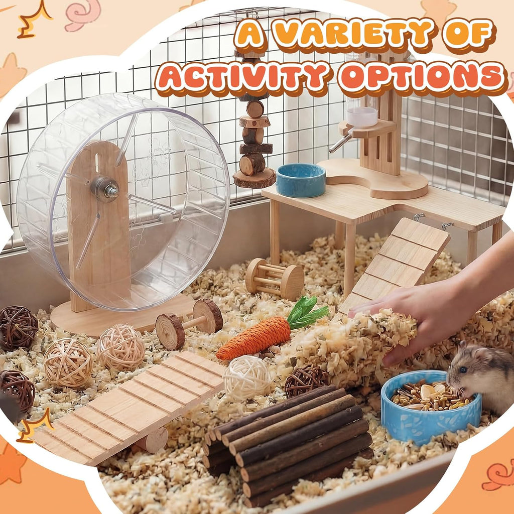 40 Pcs Hamster Cage Accessories Exercise Wheel,Natural Style