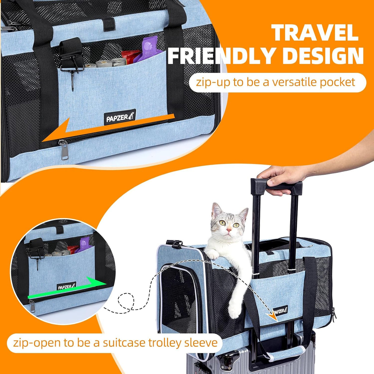 Cat Carrier Soft-Sided Travel Bag for Medium to Large Cat Over 15lbs