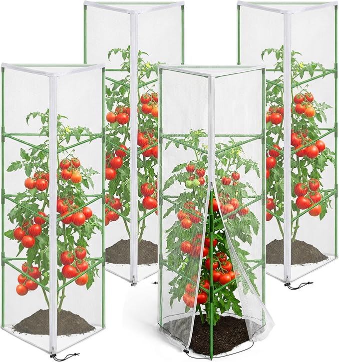 4 Pcs Garden Bird Netting for Triangle Plant Cage, Tomato Trellis Insect Bird by PurpleStar