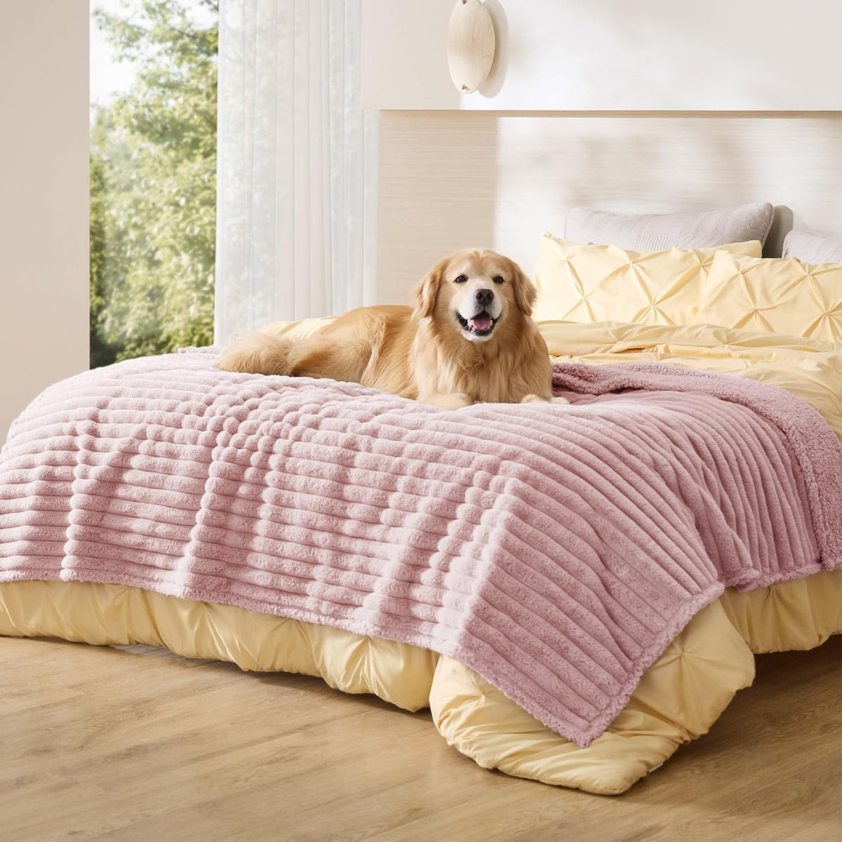 Bedsure ComfyFleece® Waterproof Blanket for Bed, Twin（60"x80"） Blush Pink