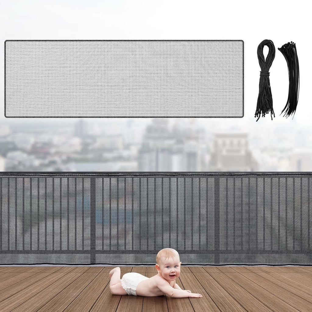 Hosuly Banister Guard Balcony Netting, 15 x 3 ft, Black, 1 Set