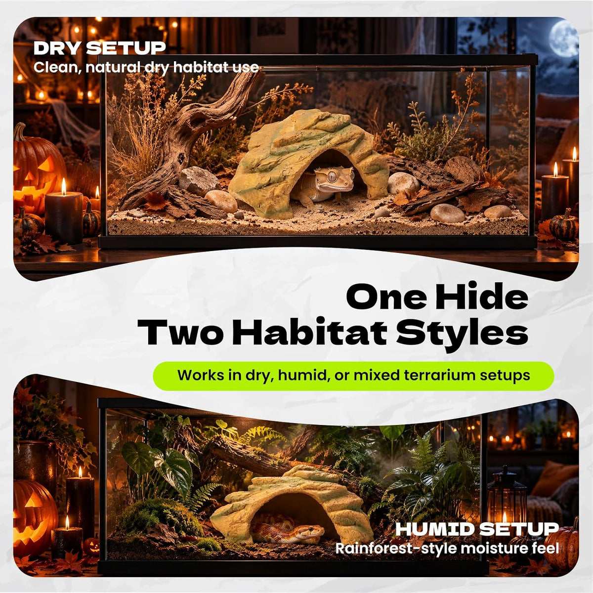 Terrarium Decor, Lizard Snake Reptile Hide, Reptile Hideout Cave