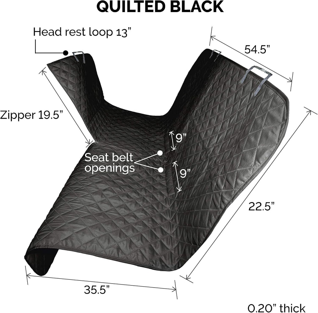 Furhaven Universal Water-Resistant Quilted Hammock-Style Backseat or Cargo Area Protector - Black, One Size