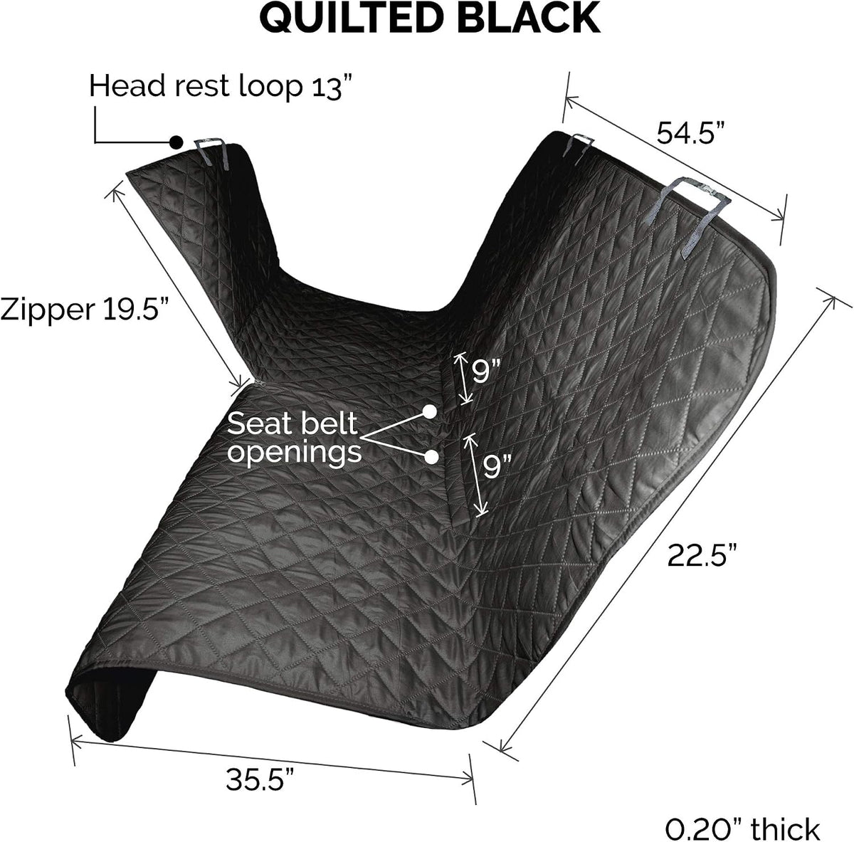 Furhaven Universal Water-Resistant Quilted Hammock-Style Backseat or Cargo Area Protector - Black, One Size