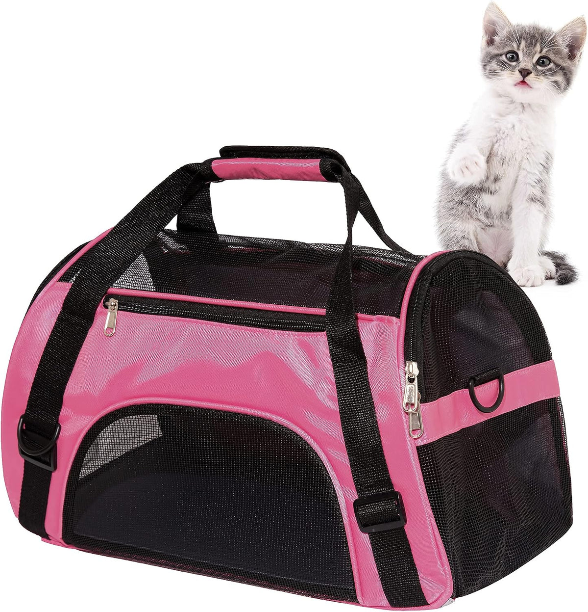 MuchL Cat Carrier for Cats Soft-Sided Travel Pat Carrier for Cat with Wooden Padding Board Airline Approved Lightweight Comfortable Cat Bag for Puppy Small Pets (Small, Pink)