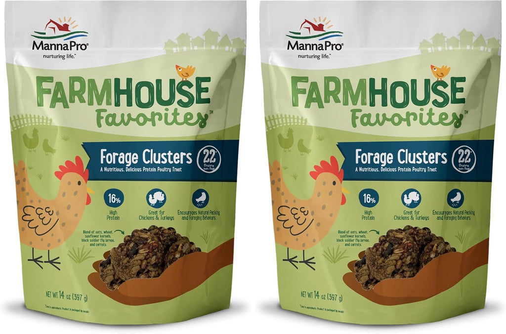 Manna Pro Forage Clusters Chicken Treats, Black Soldier Fly Larvae, 14 oz (Pack of 2)
