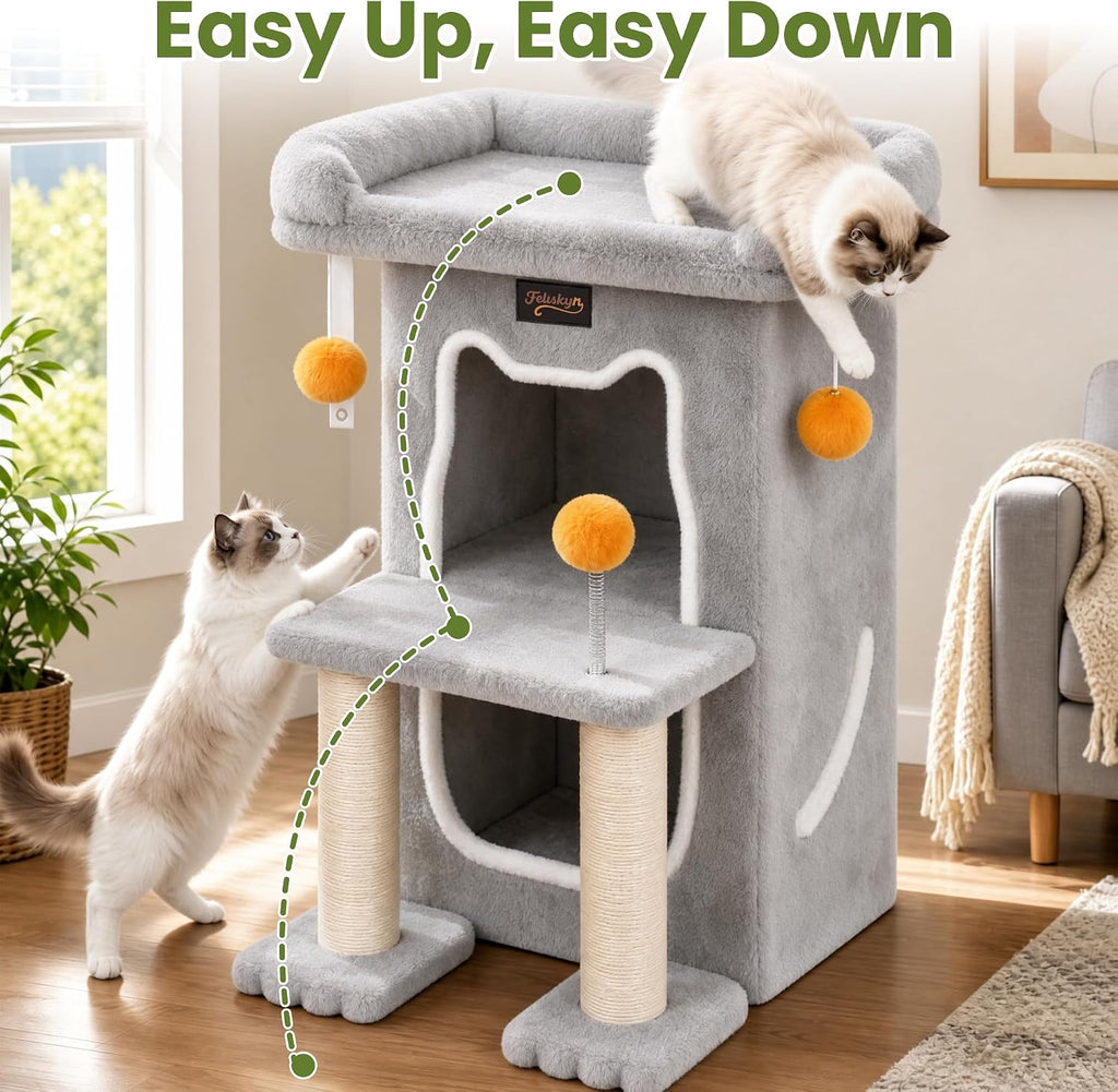 Small Cat Tree Tower Scratching Post for Indoor Cats Large Adult