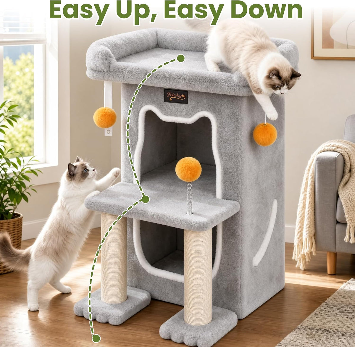 Small Cat Tree Tower Scratching Post for Indoor Cats Large Adult