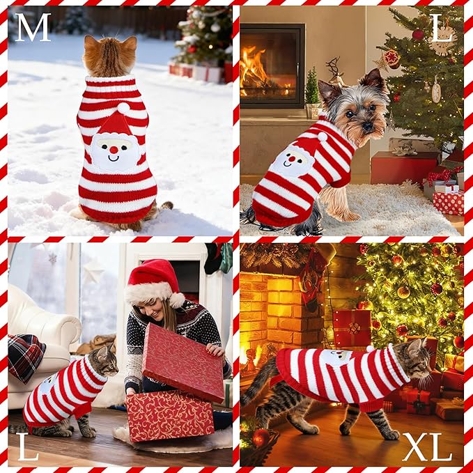 Cat Dog Christmas Sweater Pet Winter Warm Coat Pajamas Small Dog Sweaters - Image 6