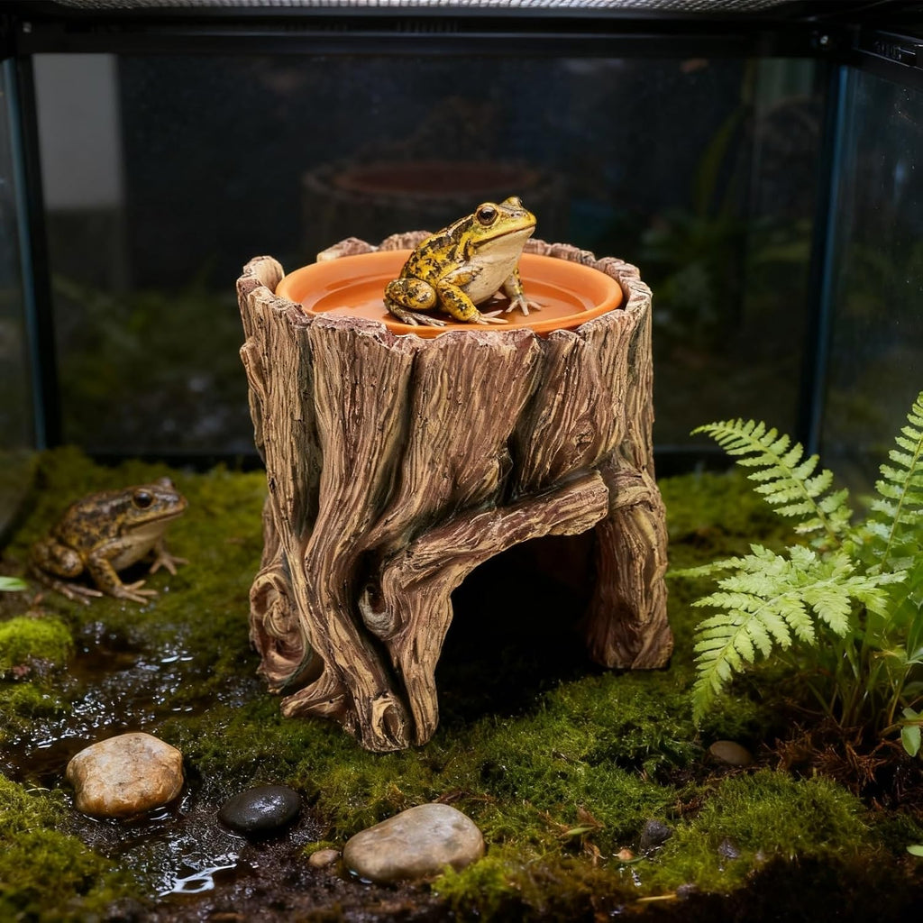 Reptile Hide Cave Hideout Habitat House Decor with Clay Water Basin