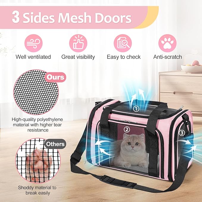 Discala Cat Dog Carrier Up to 15 Lbs TSA Airline Approved Pet Carrier - Image 6