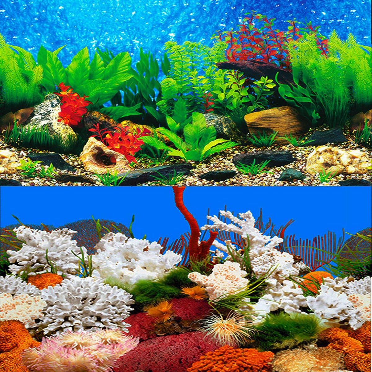 ELEBOX New 15.7" x 40" Fish Tank Background 2 Sided River Bed & Lake Background Aquarium