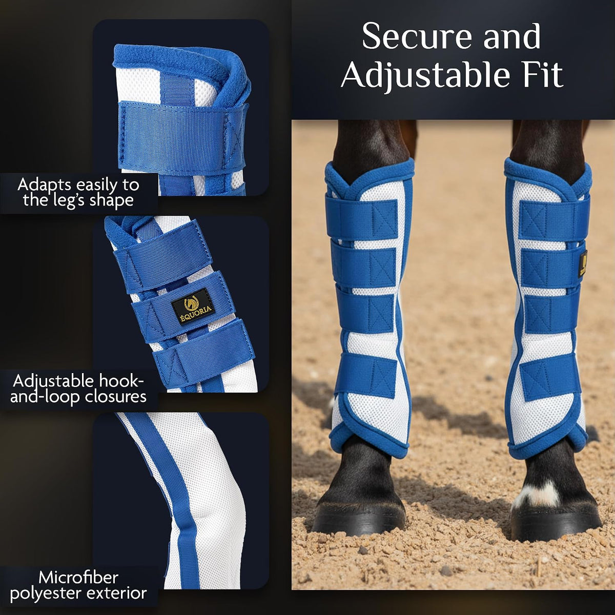Premium Fly Boots for Horses (4 Pieces) –Durable and Comfortable Fly Leg Wraps for Big Horses – Protective Outer Mesh Design – Elegant and Breathable Set of 4 Horse Fly Boots