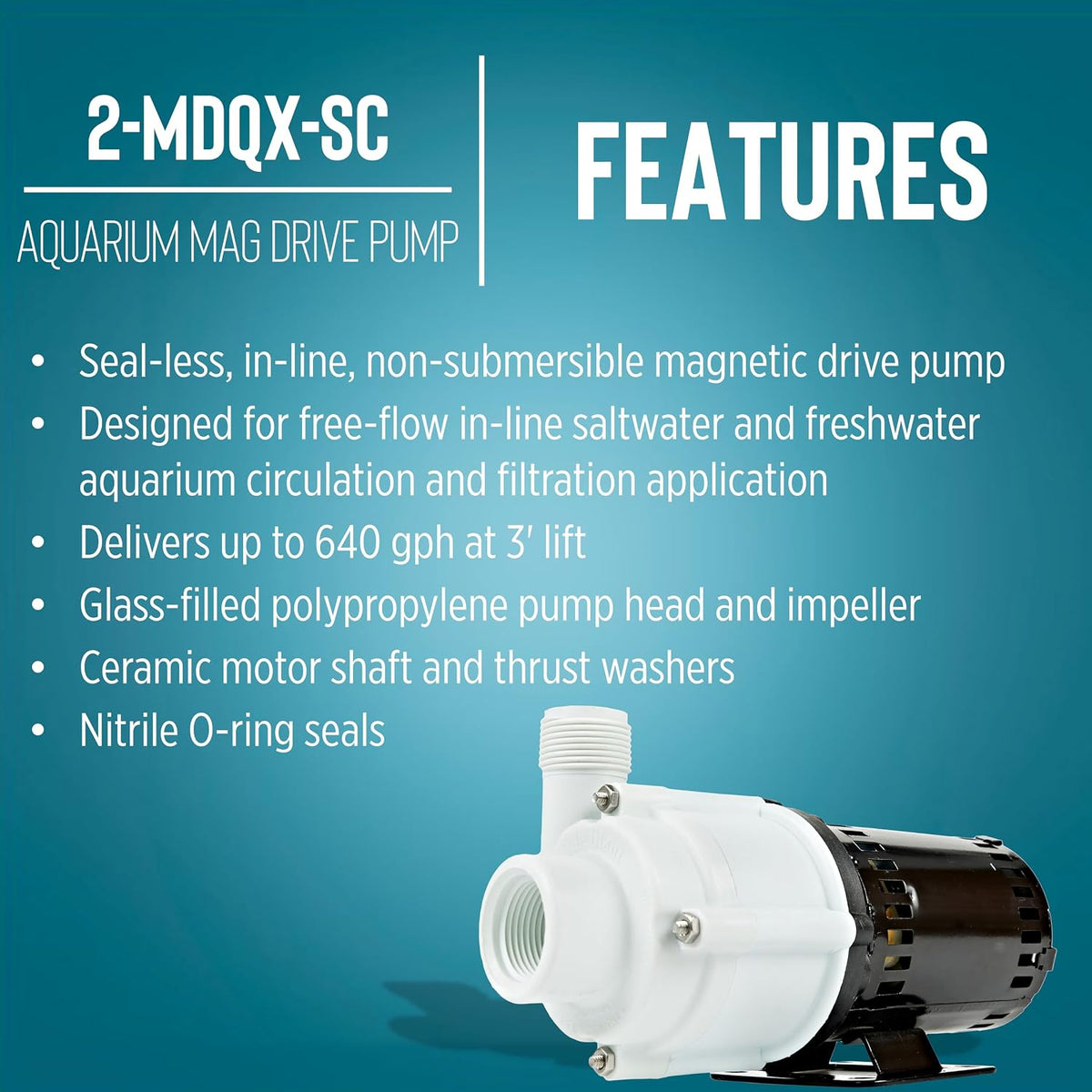 Little Giant 2-MDQX-SC 115V, 640 GPH Manual In-line Aquarium Pump