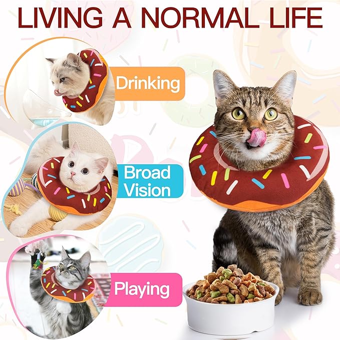 Cat Cone Collar Soft, Cute Cat Donut Collar After Surgery, Adjustable Kitten - Image 7