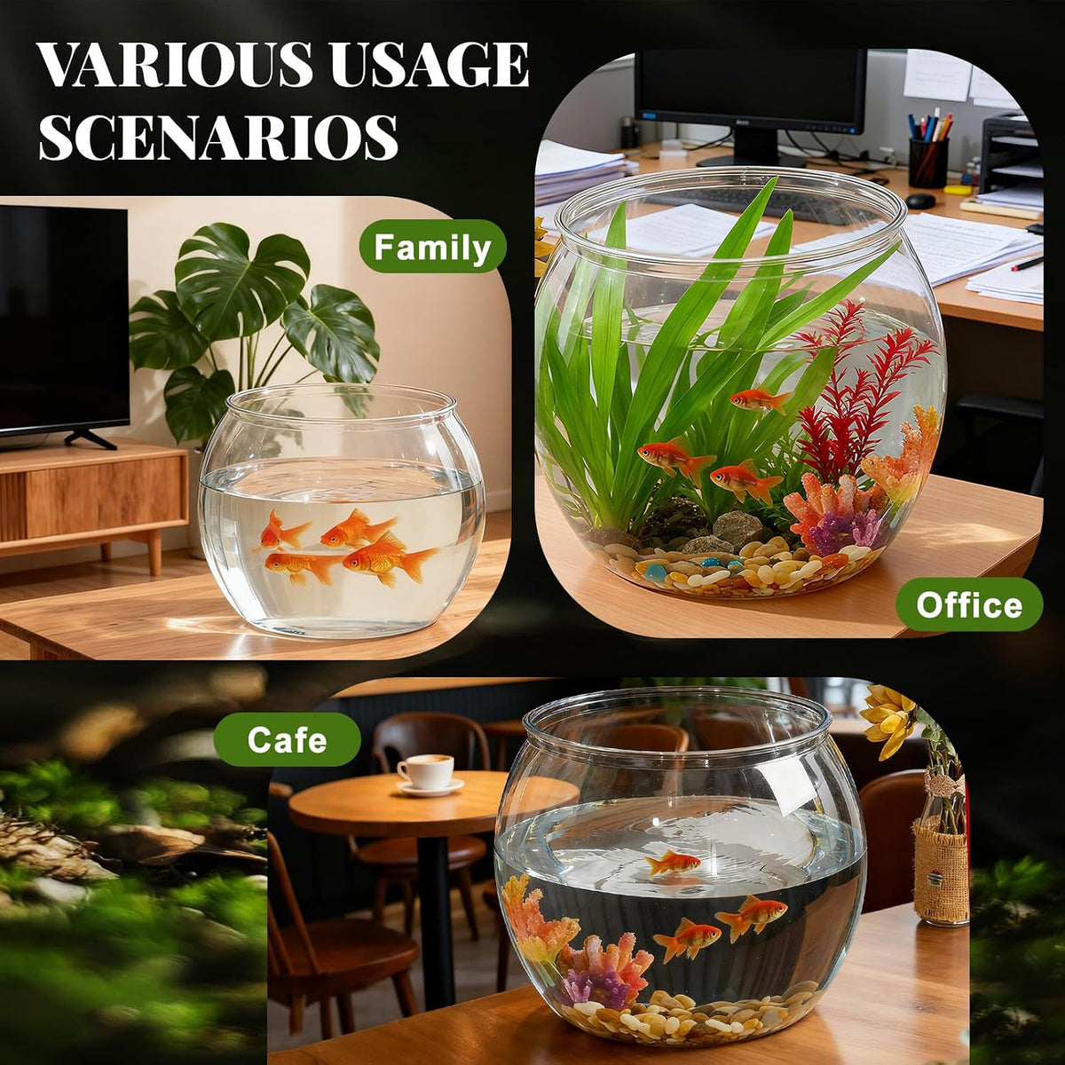 1.5 Gallon Plastic Fishbowl Round Large Clear Shatterproof Tank