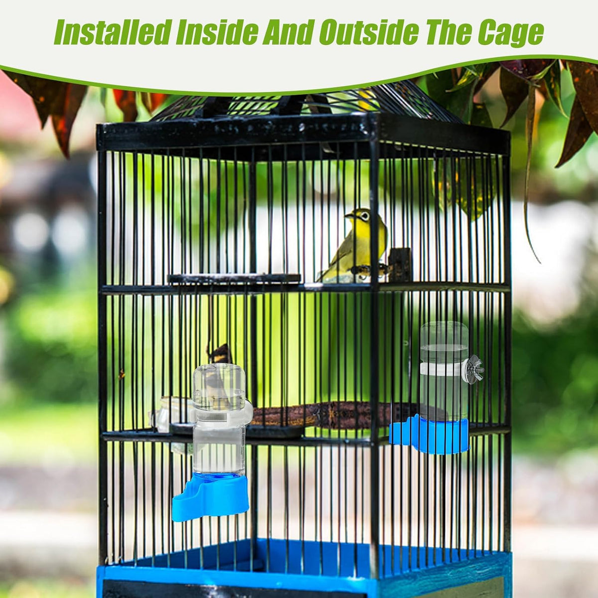 2 Pack Automatic Bird Cage Water Dispenser, 4.73 oz Parakeet Water Feeder