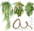 4 Piece Artificial Reptile Terrarium Plants and Vine Decor Kit