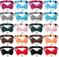 20 Pcs Cat Bowtie Collars with Bell, Solid Colors Kitten Bow Breakaway Cat by Unknown