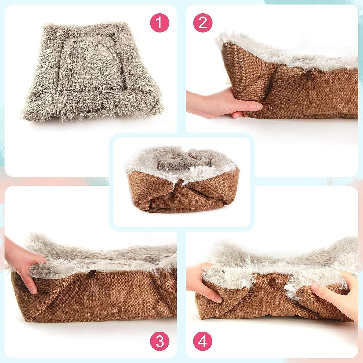 Self Warming Cat Bed, Foldable Self Heated Cat Mat Extra Warm Thermal Heating Pet Pad 24 x 20 inch for Indoor Outdoor Cats, Non-Slip Bottom Washable Non Electric Black