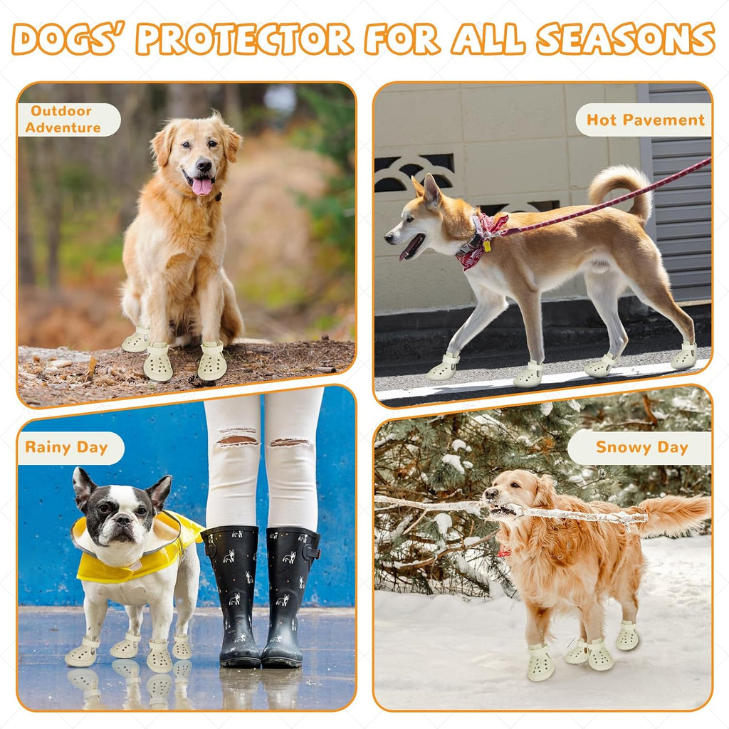 Dog Shoes for Medium Large Size, Breathable Dog Shoe for Hot Pavement, Dog Booties and Paw Protectors, Non-Slip Waterproof Dog Sandals Boots with Reflective for Rain, Summer, Hiking, Snow (Size 5)