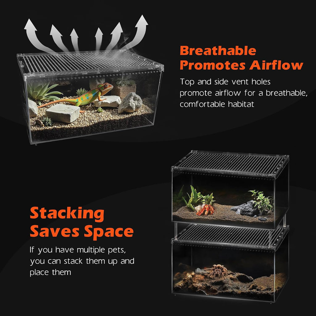 AZV Escape-Proof Tarantula Enclosure,0.8 Gallon Clear PC Reptile Terrarium