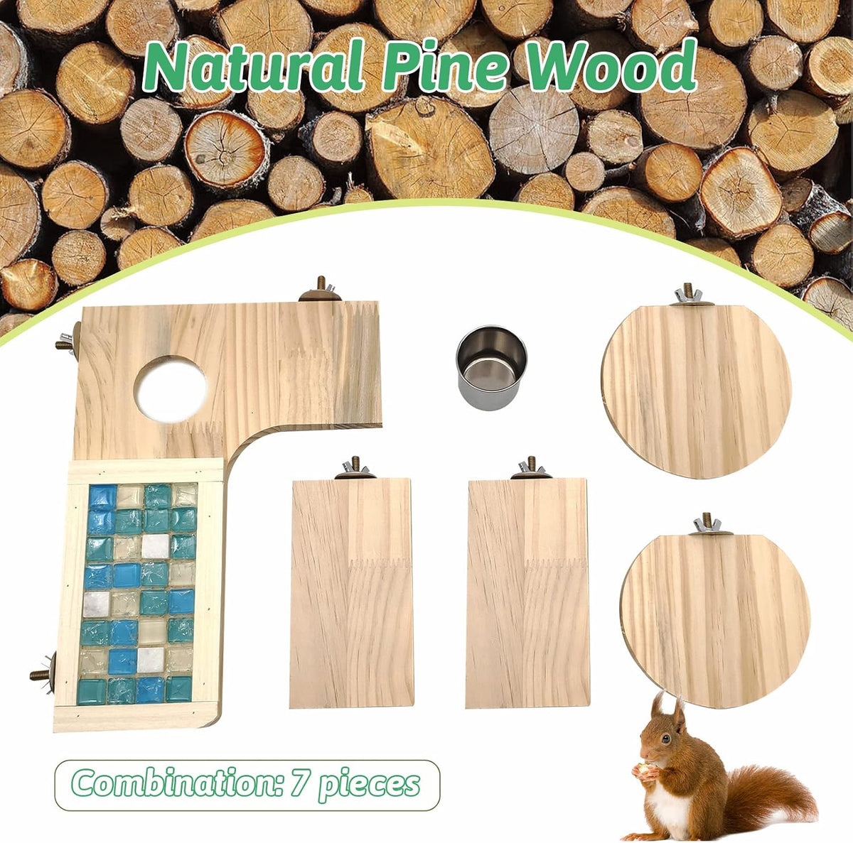 BNOSDM Hamster Cage Platform Wooden Chinchilla Ledges and Platforms 7Pcs