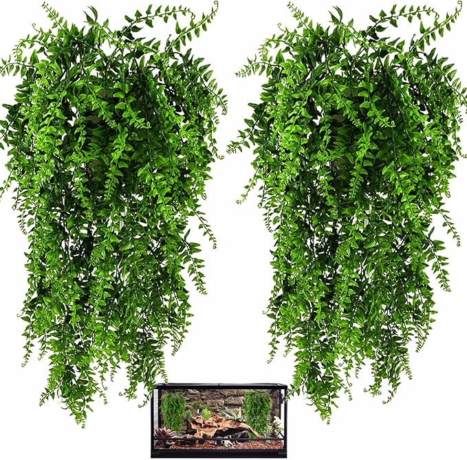 HERCOCCI 2 Pack Reptile Plants, Terrarium Hanging Plants Vines Artificial by HERCOCCI