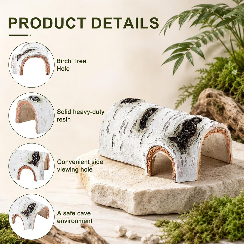 M METERXITY 2-Pack Reptile Hide Basking Platform, Medium Birch Tree Hollow