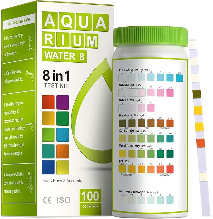AAwipes Aquarium Ammonia Test Strips 8-in-1 |100 Strips | Quick & Accurate by AAWipes