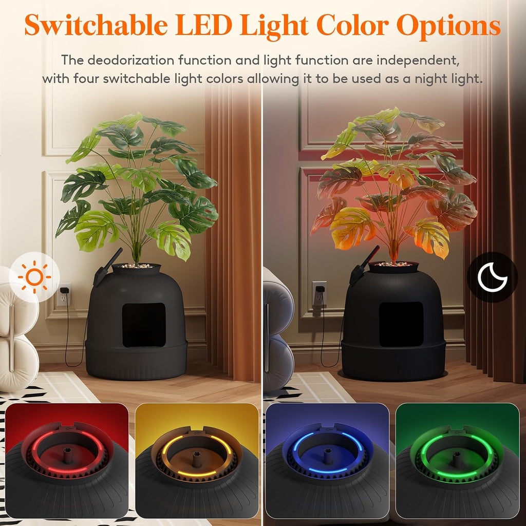 Lifewit Hidden Plant Cat Litter Box with Electric Odor Control System Black