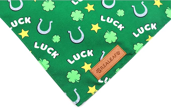 Realeaf St. Patrick's Day Dog Bandanas 2 Pack, Reversible Green Dog Scarf - Image 5