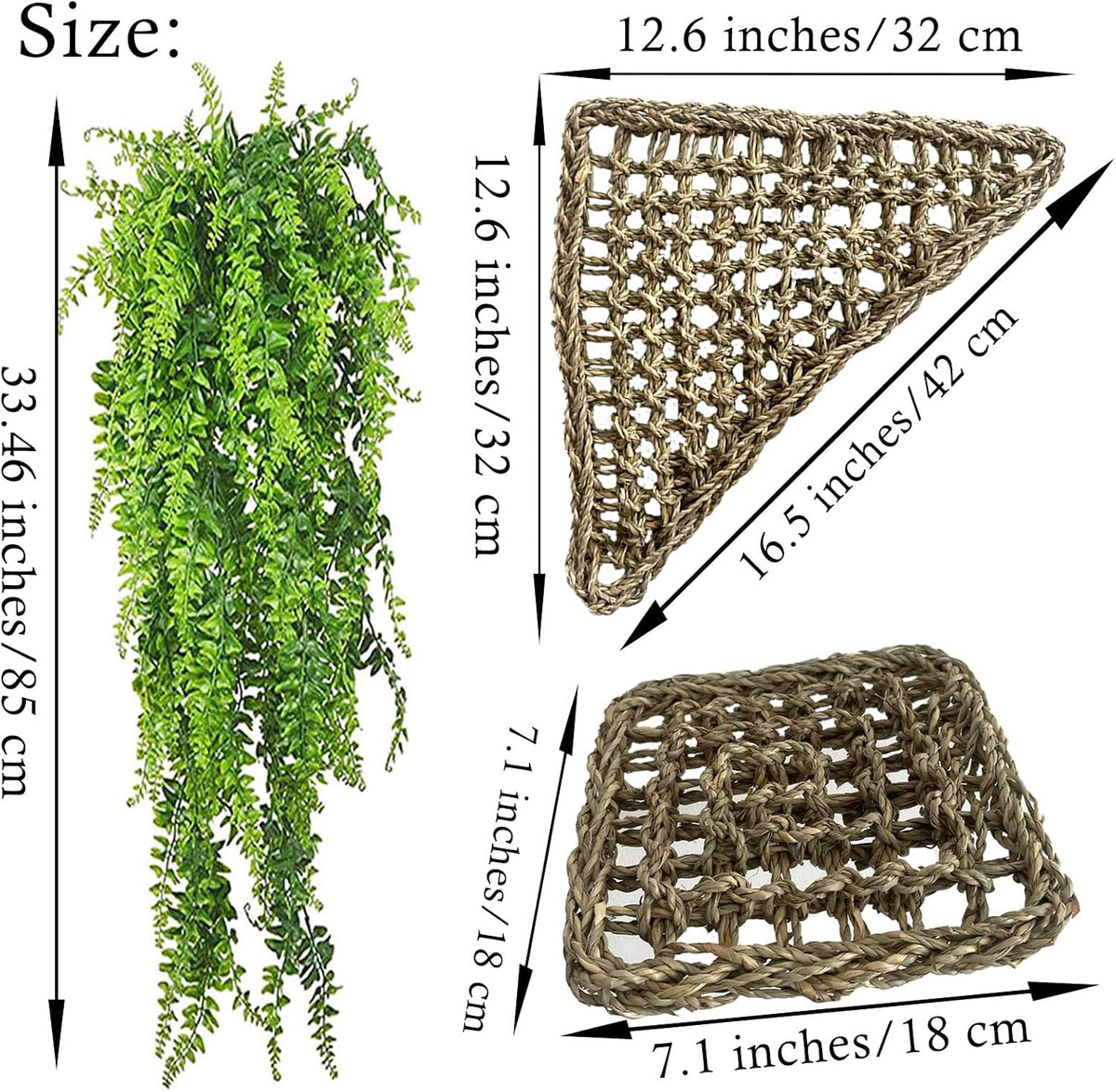 Reptile Hammock,Large Lizard Lounger,Bearded Dragon Tank Accessories Natural Seagrass Hammocks Hanging Flexible Climbing Vines Decoration for Gecko Snakes Chameleon(4 PCS)