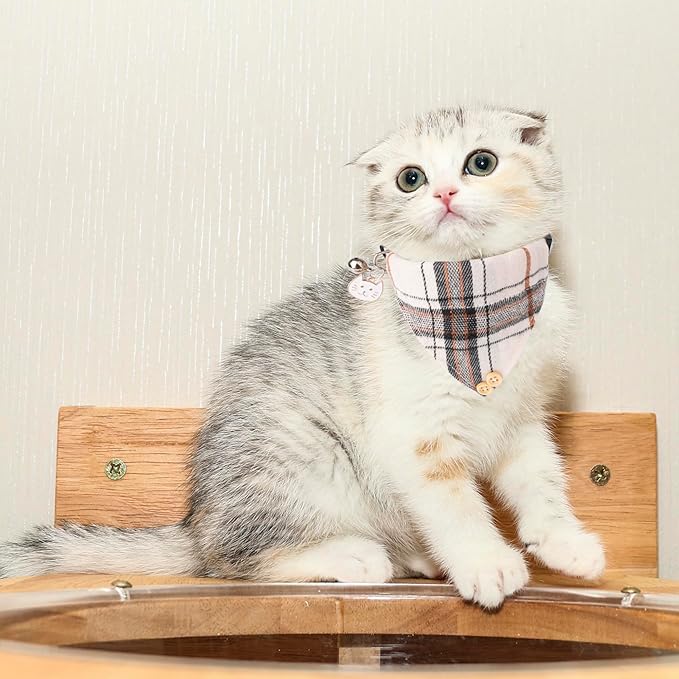ADOGGYGO Plaid Cat Collar with Bow Bandana - Image 3