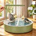 Bird Shower, Parrot Bath for cage with Circulating Water, Green Pipe