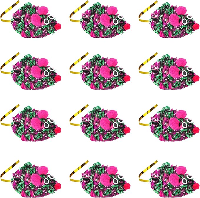 SunGrow 12 Pack Cat Crinkle Mice, 6x1.5 Inch Mice - Image 2