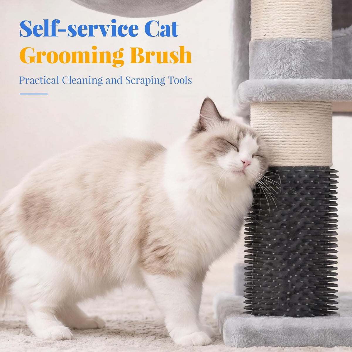 Hey-brother Cat Tree, Multi-Level Tower with 3 Condos, Hairbrush, MPJ035-MW