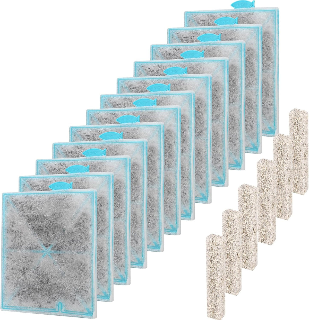 12 Pack Large Aquarium Filter Cartridges with 6 Filter Pads, Compatible with Aqueon QuietFlow LED PRO 20/30/50/75 & Power Filter 20/30/50/55/75, Activated Carbon & Zeolite Filter Replacement