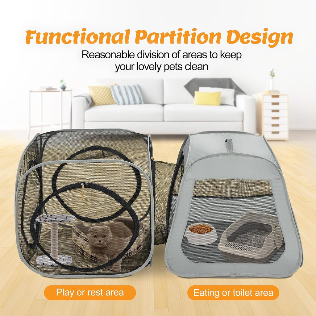 Portable Cat Playpen, Trapezoidal Design for Better Standing, Foldable Pet Tent for Indoor and Outdoor Use of Kitten and Puppy, Dog Play Enclosure with Removable Bottom, Cat Houses & Condos