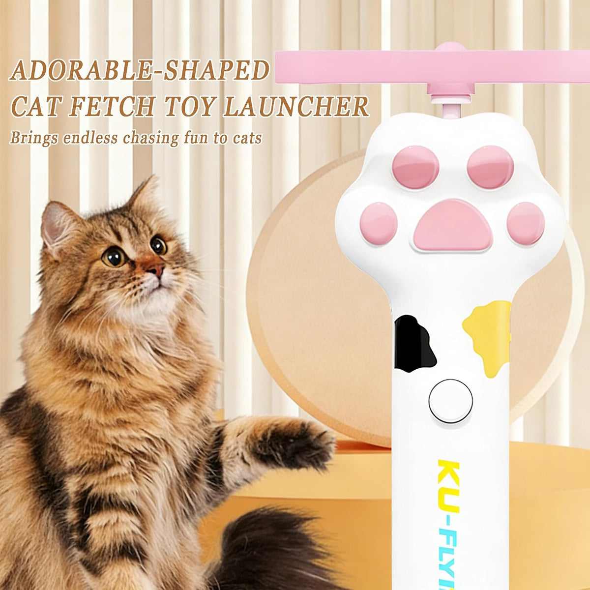Cat Toy Disc Launcher,Rechargeable Interactive Cat Fetch Toy with 10 Discs