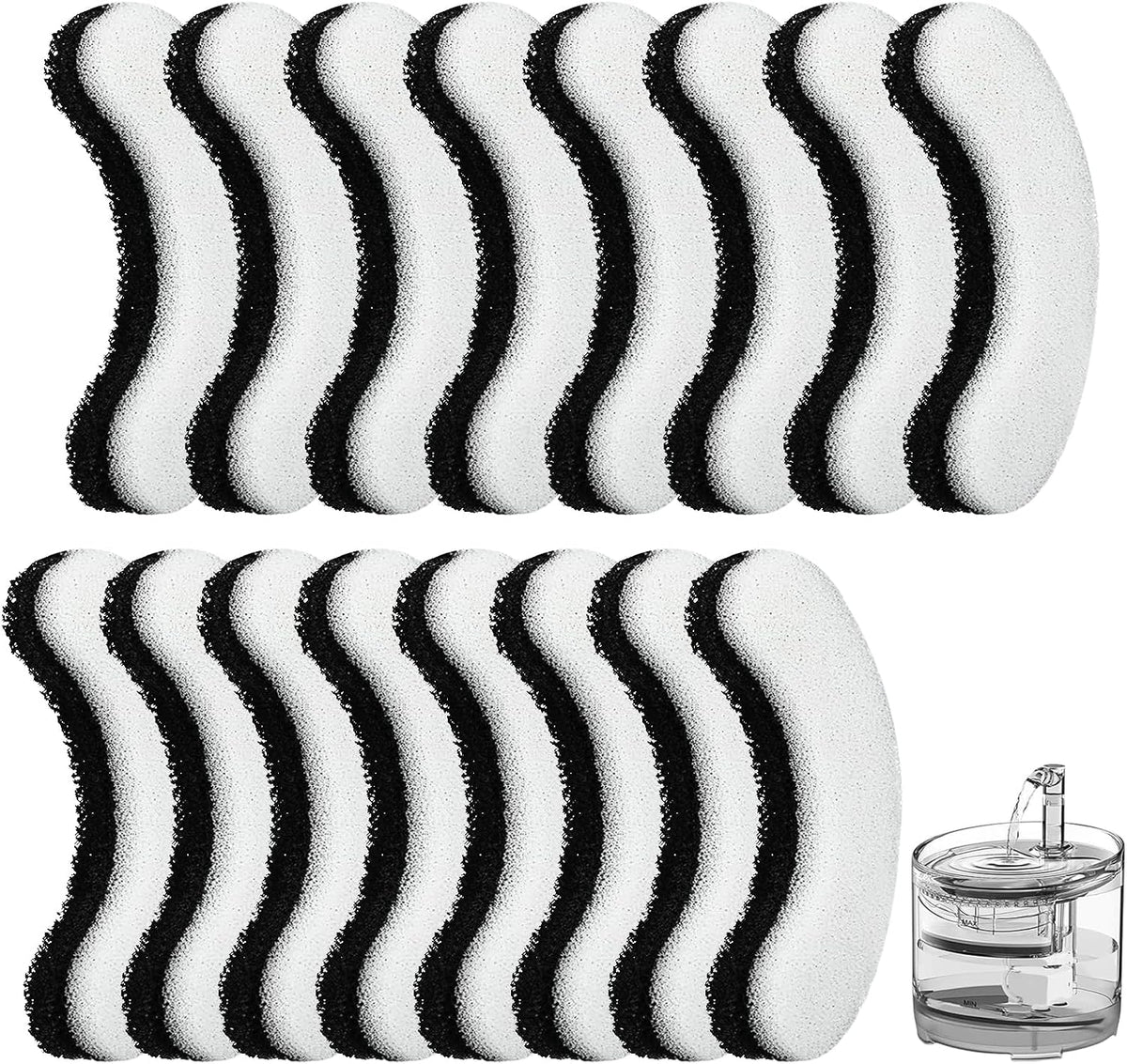 16 Pieces Cat Water Fountain Filters, Water Fountain Filters Replacement for Cat，Water Fountain Fit for Clear Fountain Perfect for NPET WF050 & WF100，Dog Dispenser (16PCS)