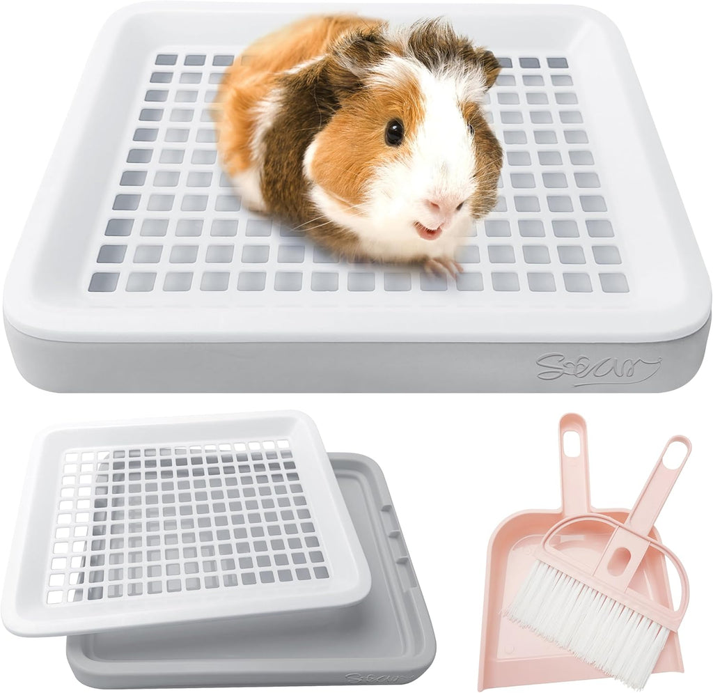 Generic Guinea Pig Toilet, Small Animal Potty Trainer Corner, Square Rat Litter Bedding Box with Small Broom, Dustpan, Small Pet Litter Toilet for Guinea Pigs, Chinchilla, Ferret,Galesaur…