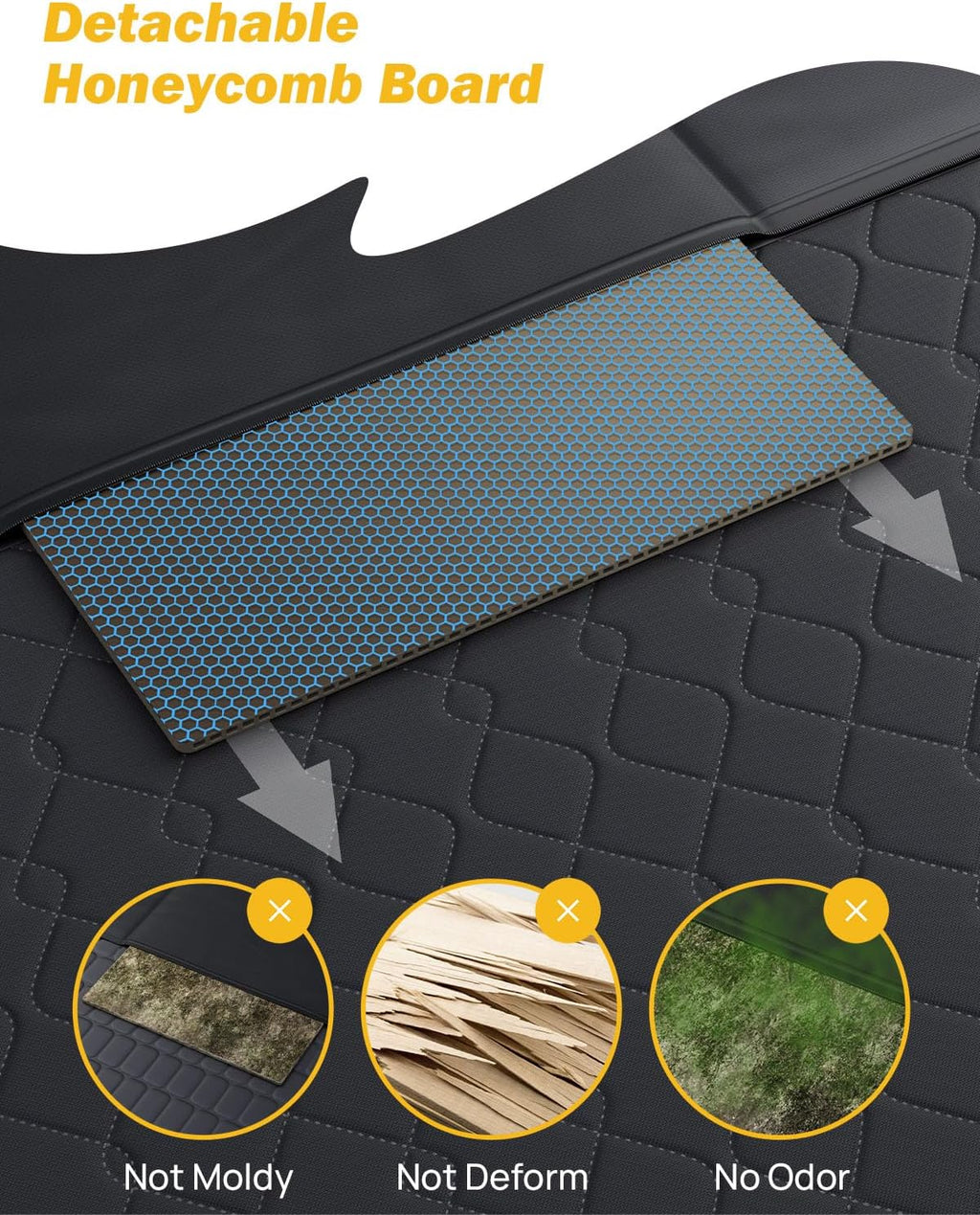 JOYTUTUS Dog Car Seat Cover for Back Seat with Hard Bottom, Back Seat Extender for Dogs Supports 400lb, Pet Cover with Mesh Window, Travel Bed Waterproof Dog Hammock for Car Truck SUV