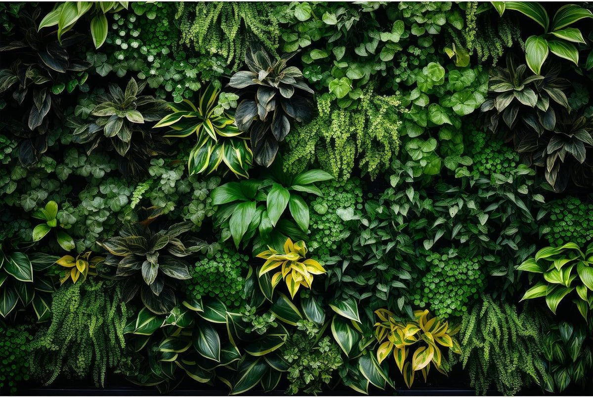Vertical Garden Aquarium Background Lush Green Tropical Leaves Terrarium Background Living Wall Tropical Green Plants Fish Tank Background Natural Green Leaves Reptile Habitat Background 48x24in