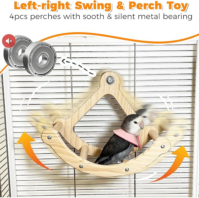Rocking Bird Toys Perch for Window and Cage, Bird Perch for Wall Suction Mount - Image 3