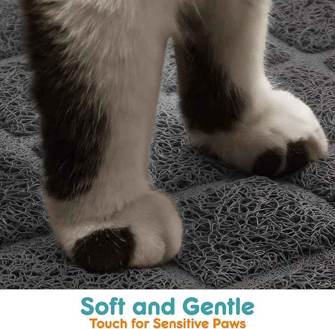 PVC Cat Litter Mat 24x15 Inch Grey, Less Waste Cat Litter Box Mat, Soft on - Image 4