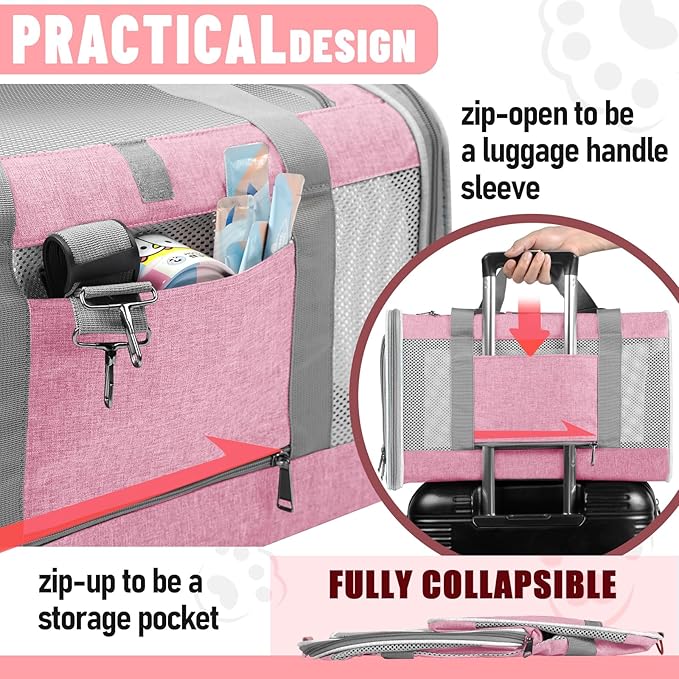 Cat Carrier 20lbs Top Open/Soft Sided Small Pet Dog Travel Carrying - Image 7