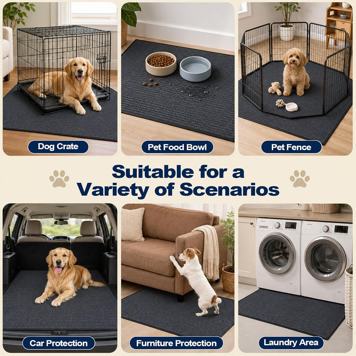 23.6" X 47.2" Mat for Under Dog Crate, Waterproof Dog Crate Mat