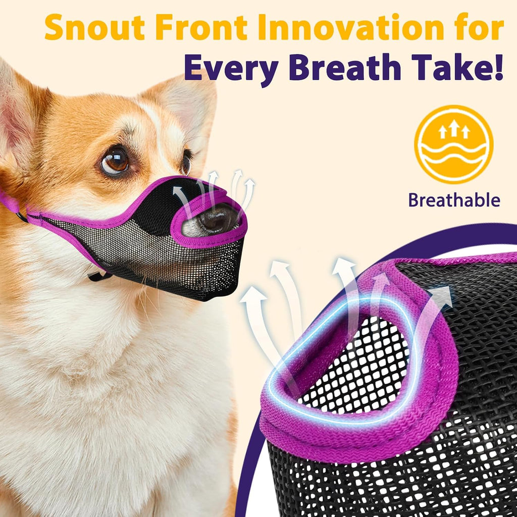 LUCKYPAW Mesh Dog Muzzle with Free Panting Front Snout Opening
