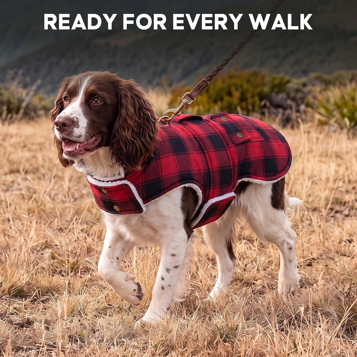KYEESE Dog Coat Waterproof Dogs Jacket with Fleece Lined Soft Pet Sweater for Cold Weather Windproof Dog Coats for Small Dogs Thick Pets Clothes with Pocket Warm Pet Winter Puffer Coat with Leash Hole